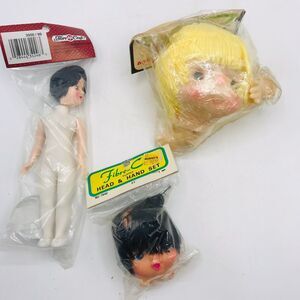 Lot of Miscelleneous Craft Supplies Vintage Doll Heads One Doll Head Broken Off
